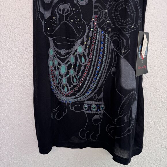 Key Closet Top Womens Small Frenchie Bulldog Tank Rhinestone Swarovski Crystal - Picture 3 of 9